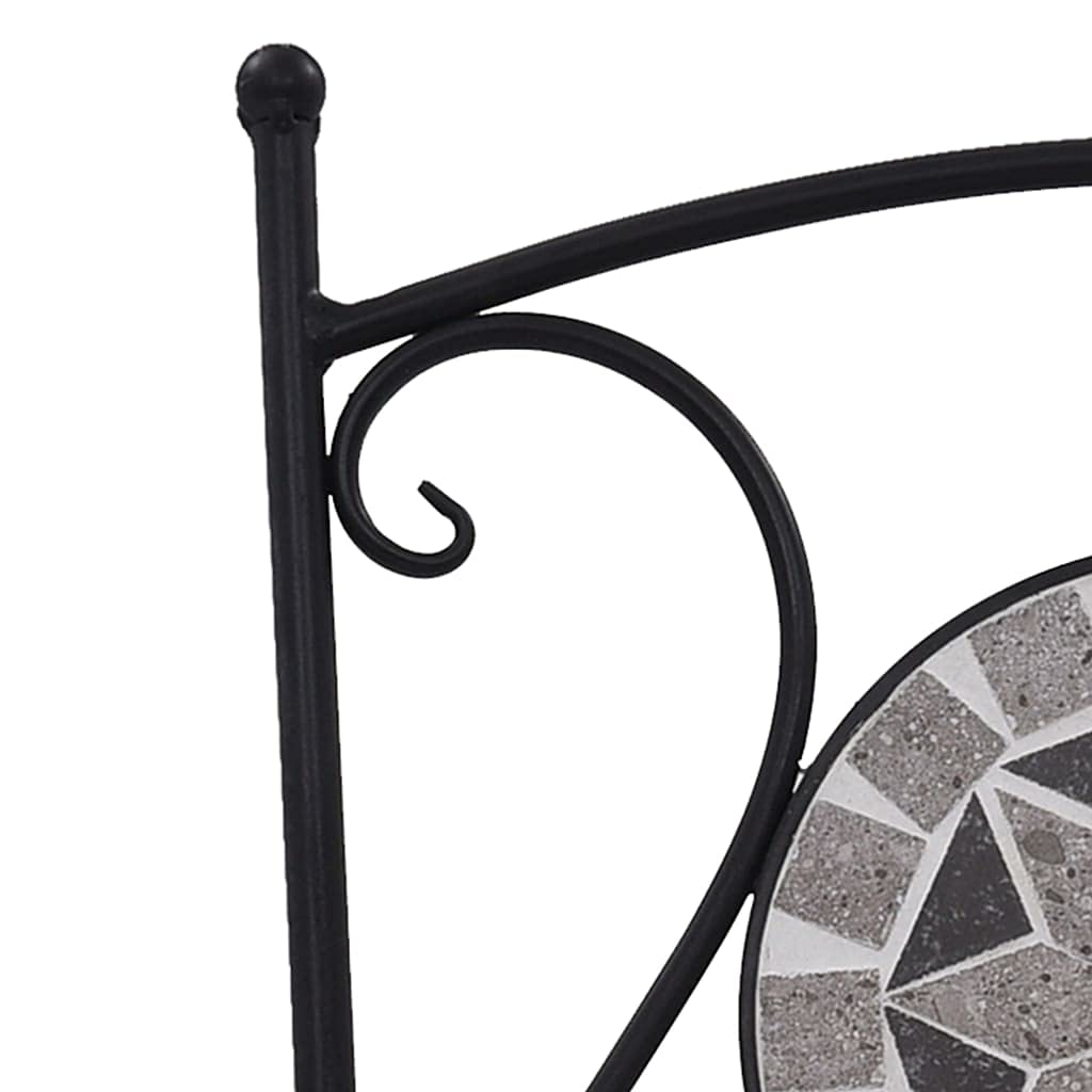 Cast Aluminum Folding Dining Chairs - Set of 2 Gray Antique Mosaic Bistro Chairs for Patio, Garden & Deck | Fast Shipping | Outdoor Dining & Entertaining