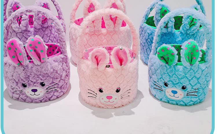 Easter Basket Bags for Kids - Plush Purple Bunny Gift Bags for Easter Eggs, Candy, Toys & Gifts | Perfect for Easter Egg Hunts, Party Favors & Holiday Celebrations