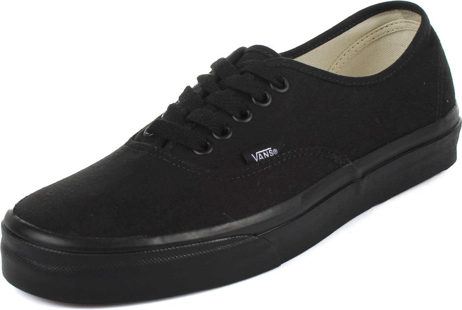 Vans Authentic Unisex Sneakers for Men & Women - Classic Black/Black Canvas Low-Top Shoes for Casual Wear, Skateboarding & Street Style