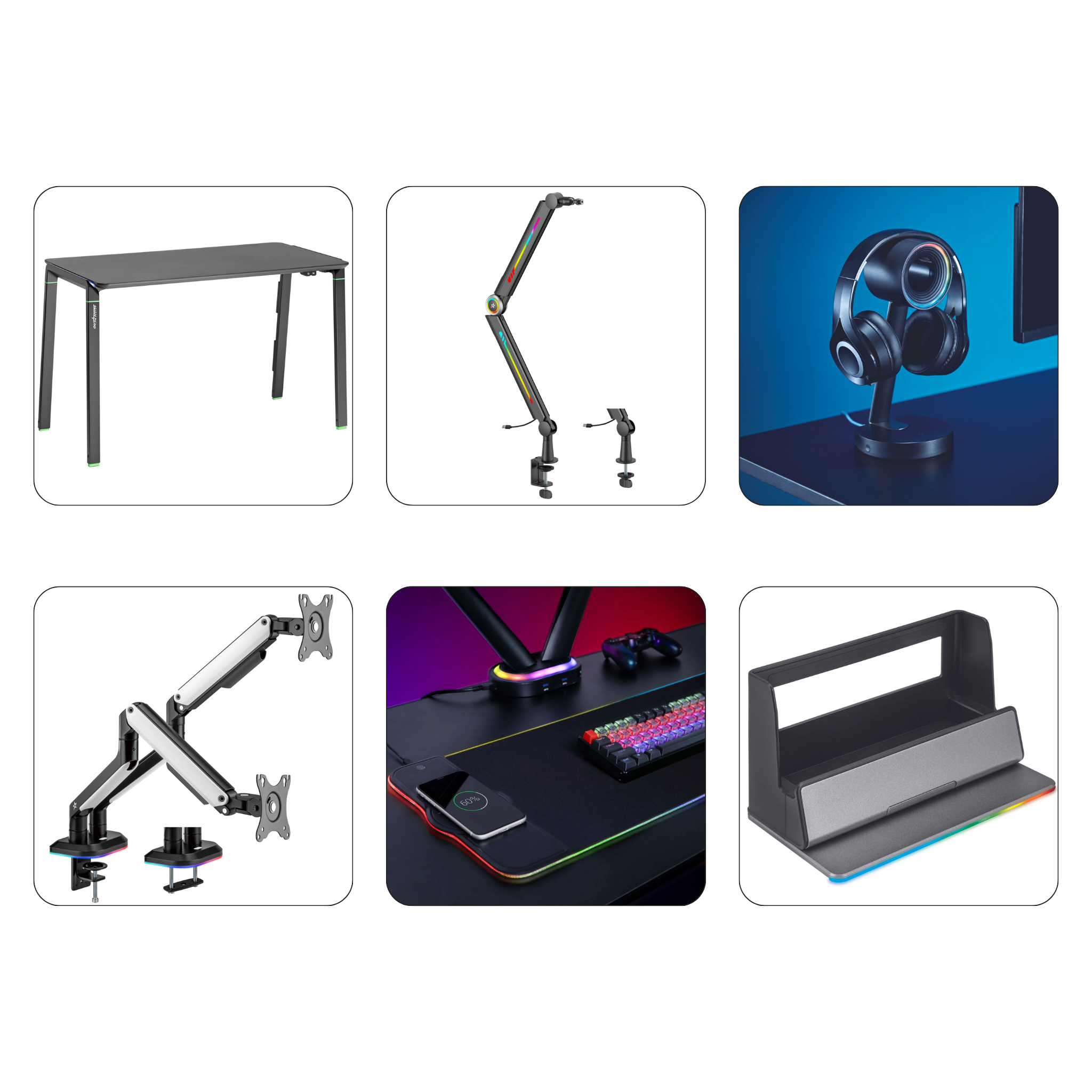 Lux Ultimate RGB Gaming Setup Bundle for Dual Monitors - Enhance Your PC Gaming & Streaming Experience with Vibrant LED Lighting