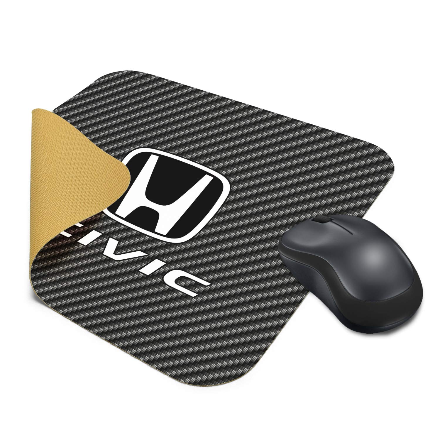 Premium Black Carbon Fiber Texture Mouse Pad for Honda Civic - Non-Slip Gaming & Office Desk Mat for PC/Laptop - Perfect for Racing Enthusiasts & Car-Themed Workspaces