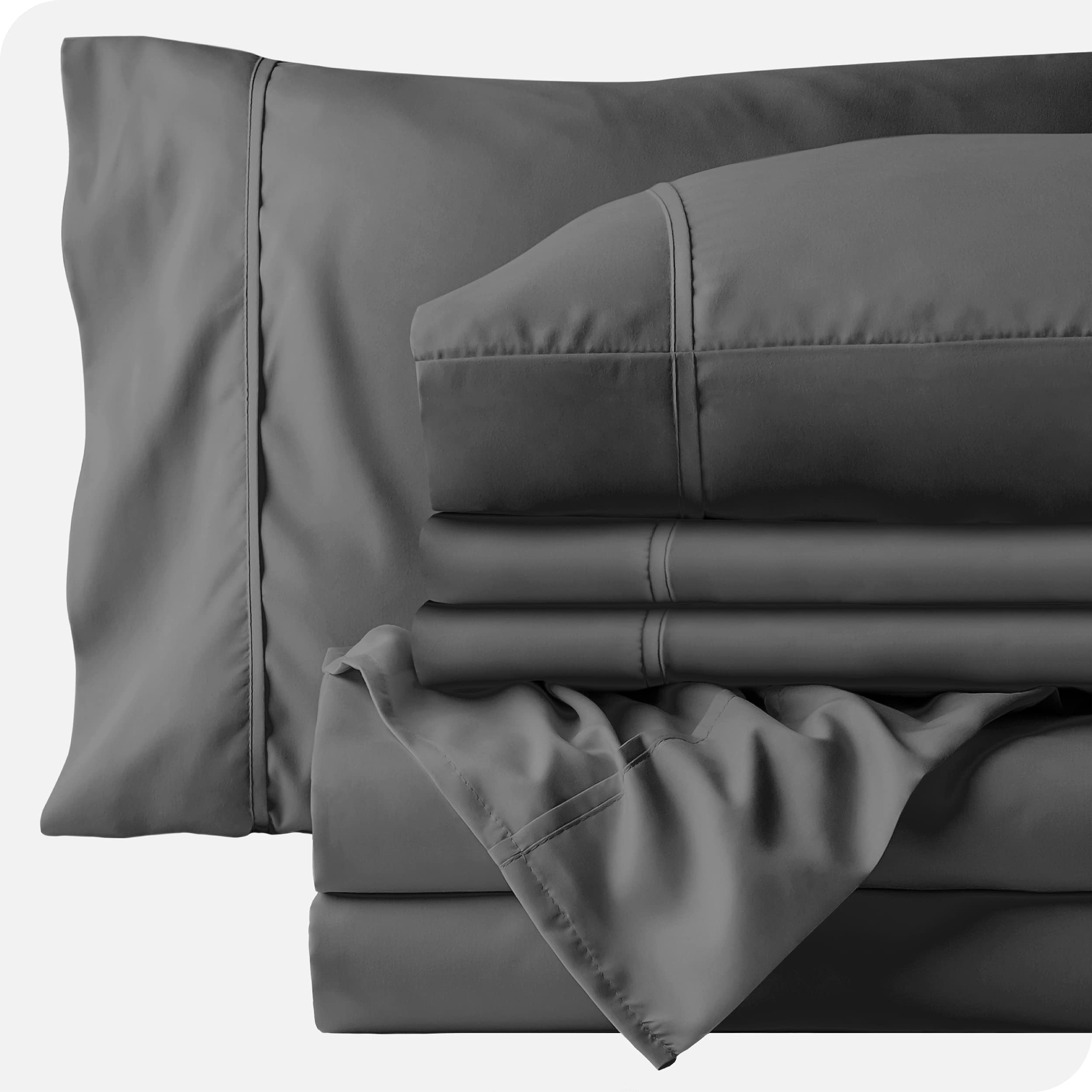 Premium 6-Piece Grey Full Sheet Set with 15