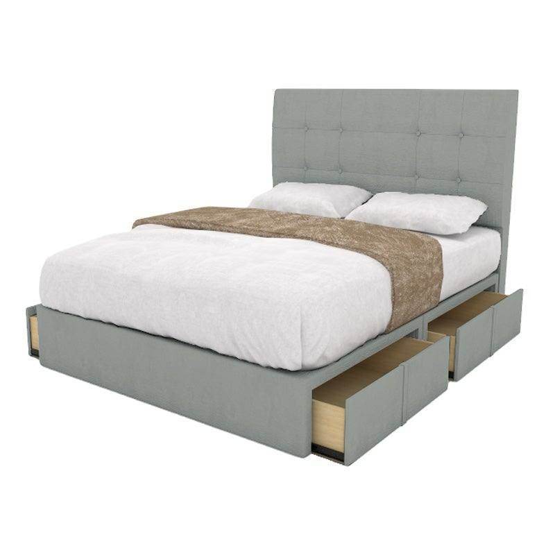 Jaxon Fabric Drawer Bed Frame with Storage - Queen Size Platform Bed with 4 Drawers for Bedroom Organization - Perfect for Small Spaces, Dorm Rooms & Guest Rooms