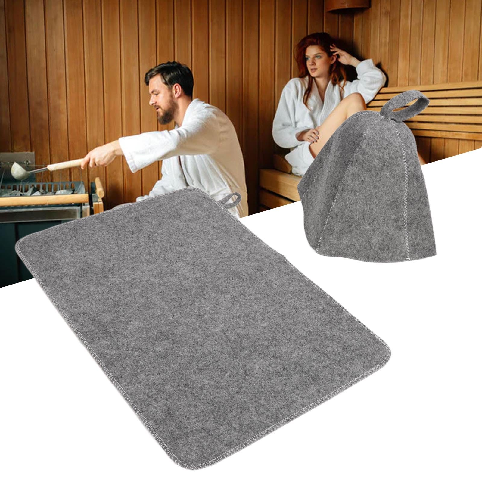 Premium Absorbent Felt Sauna Hat & Pad Set - Moisture-Wicking Headband for Men's Sauna & Steam Room - Keep Head Dry & Comfortable During Spa, Hot Yoga & Relaxation Sessions