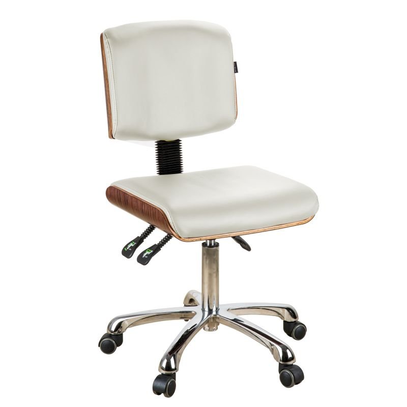 Silverfox Rolling Stool with Backrest - Adjustable Height Office Chair with Wheels, Ergonomic Rolling Seat for Salon, Kitchen, Workshop & Home Use (Model 1071, White)