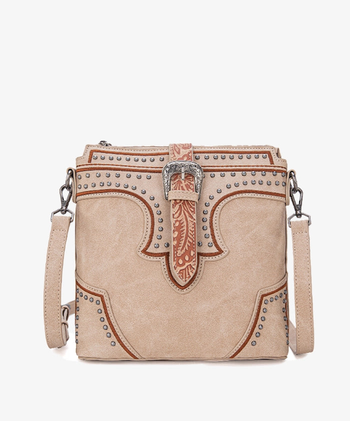 Montana West Women's Crossbody Bag with Buckle Studs - Stylish Leather Purse for Everyday Use, Travel & Shopping