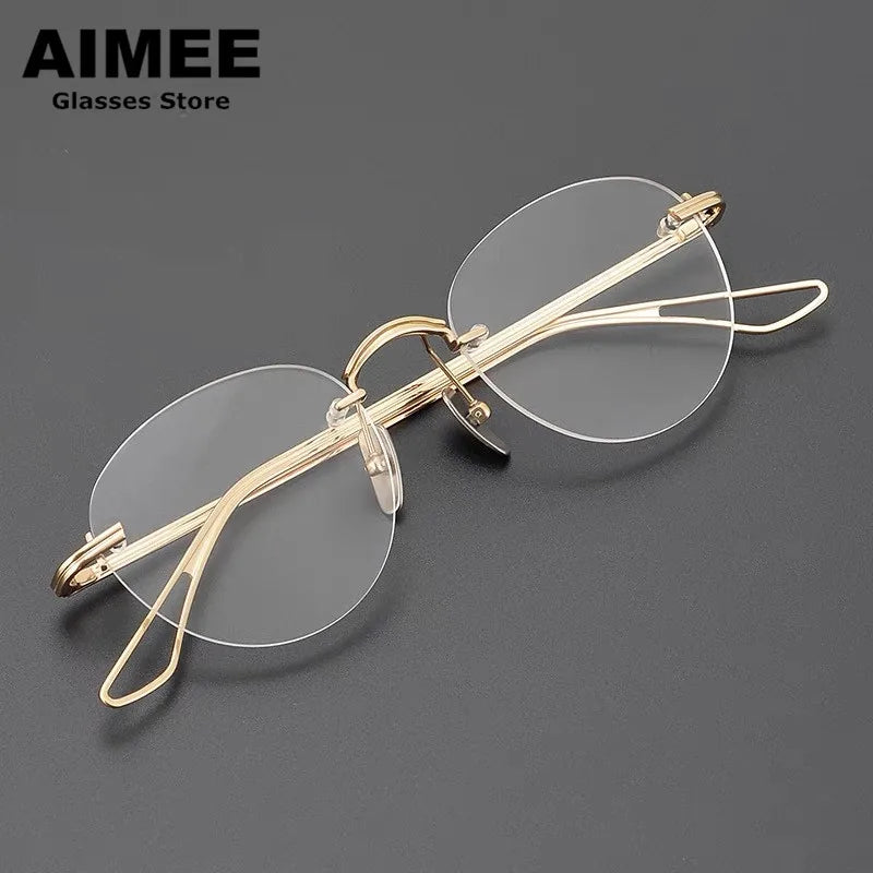 Aimee Women's Rimless Round Oval Titanium Eyeglasses 13439 - Lightweight & Durable Eyewear for Work, Reading & Everyday Fashion