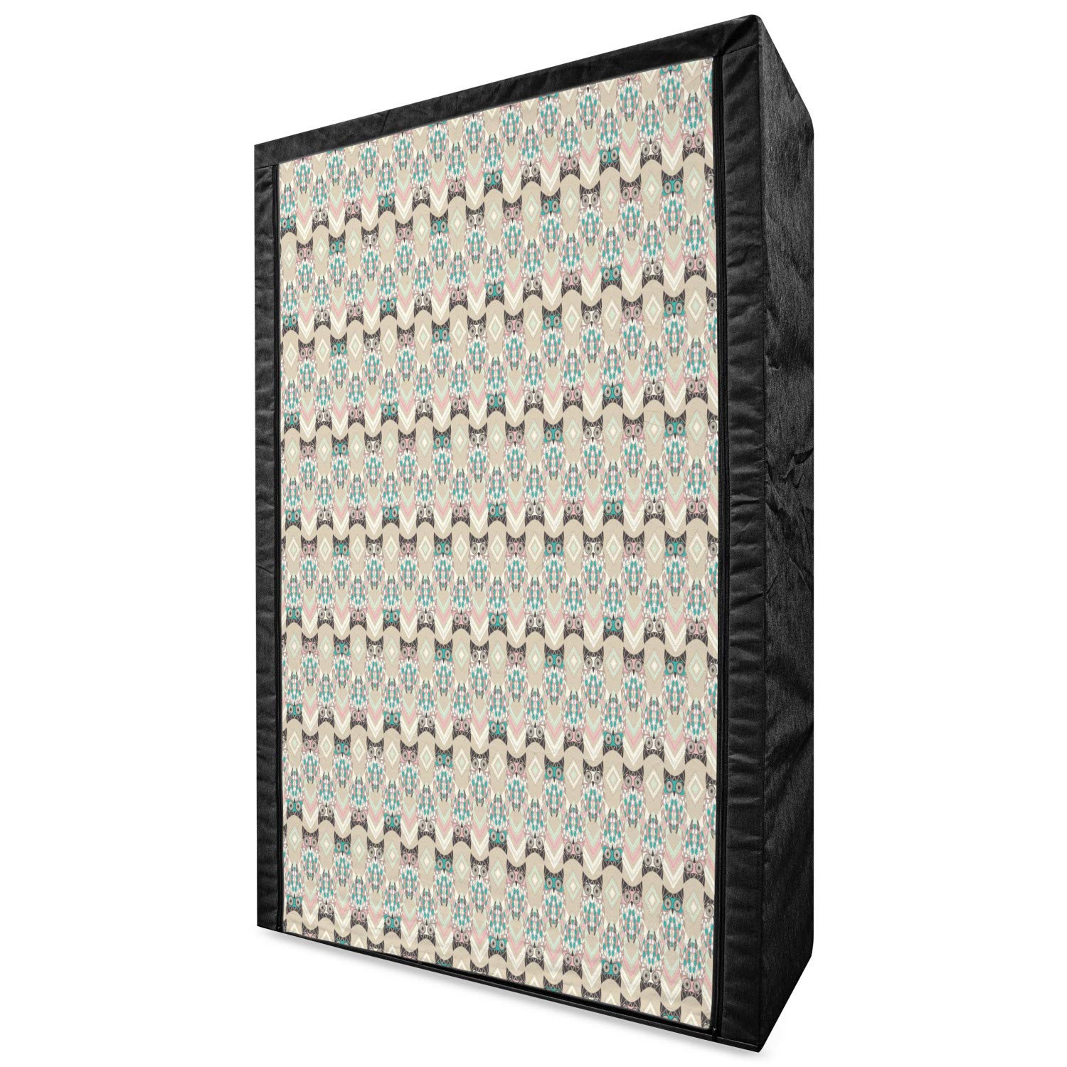 Ambesonne Owls Portable Fabric Wardrobe - Native Geometric Pattern with Zigzag Lines, 42.5