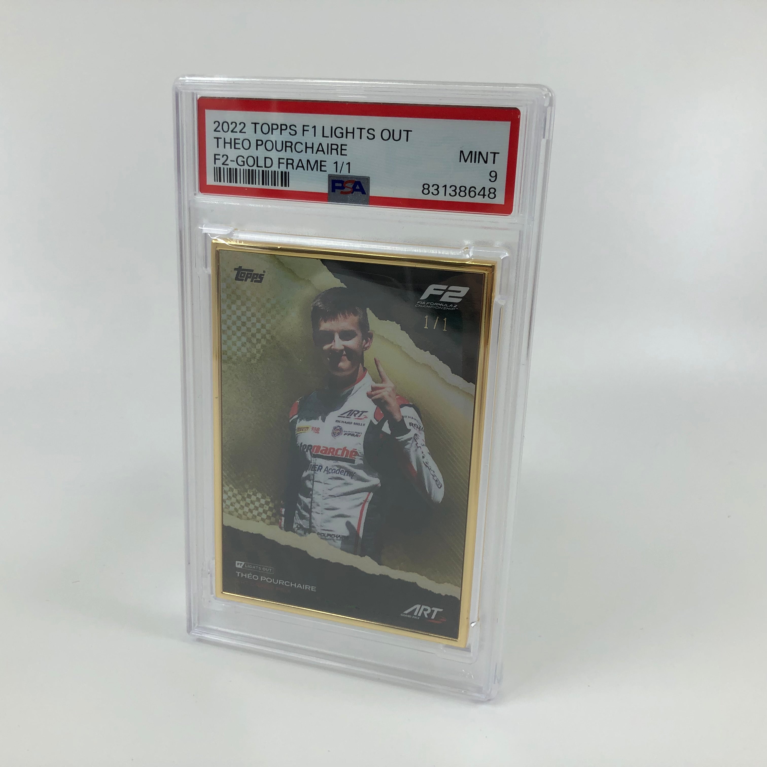 Theo Pourchaire 2022 F2 Driver Gold Frame Collectible Card PSA 9 - Perfect for Racing Memorabilia Collections and Sports Display Cases