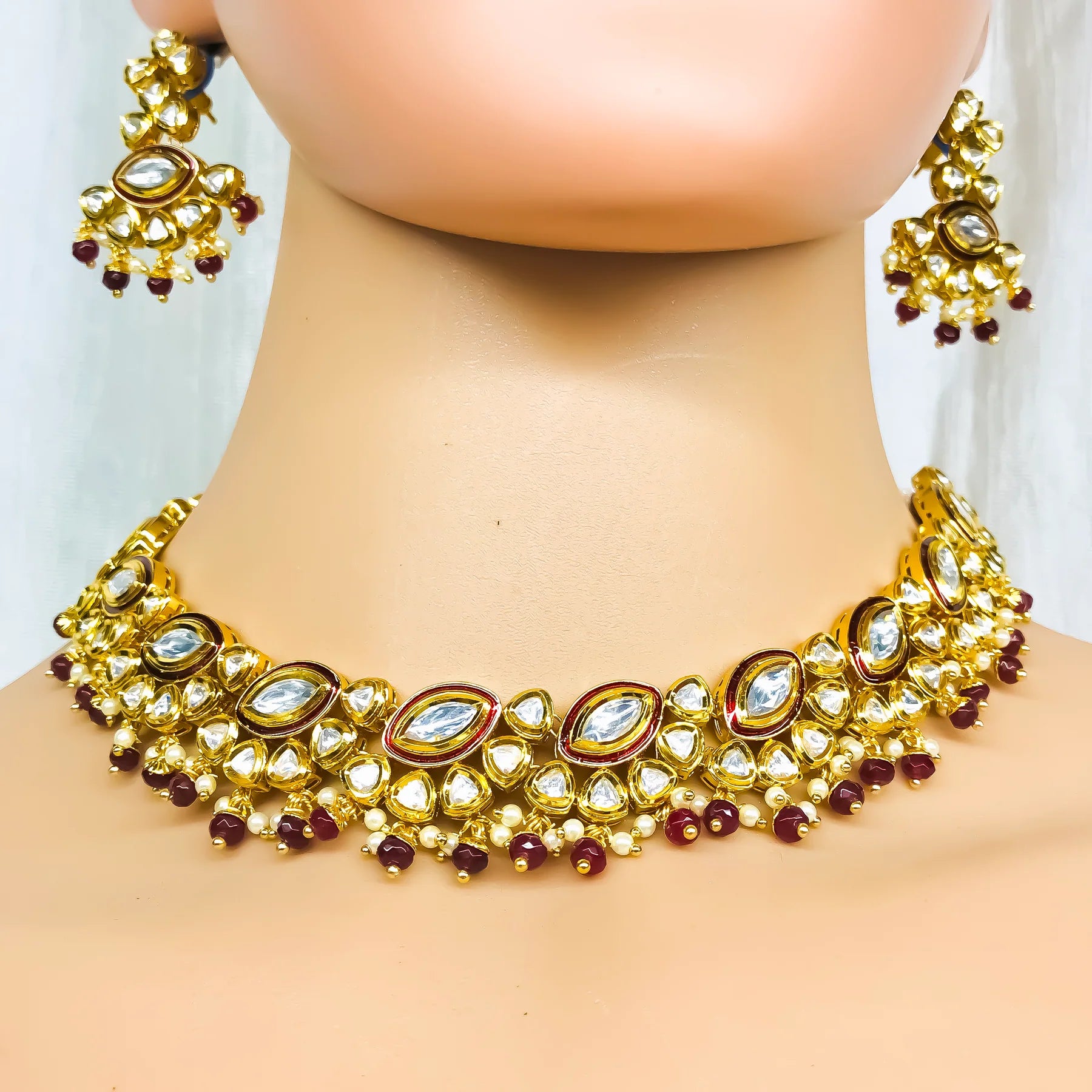Exquisite Gold Plated Royal Kundan Necklace & Earrings Set | Indian Bridal Jewelry | Perfect for Weddings, Parties & Special Occasions