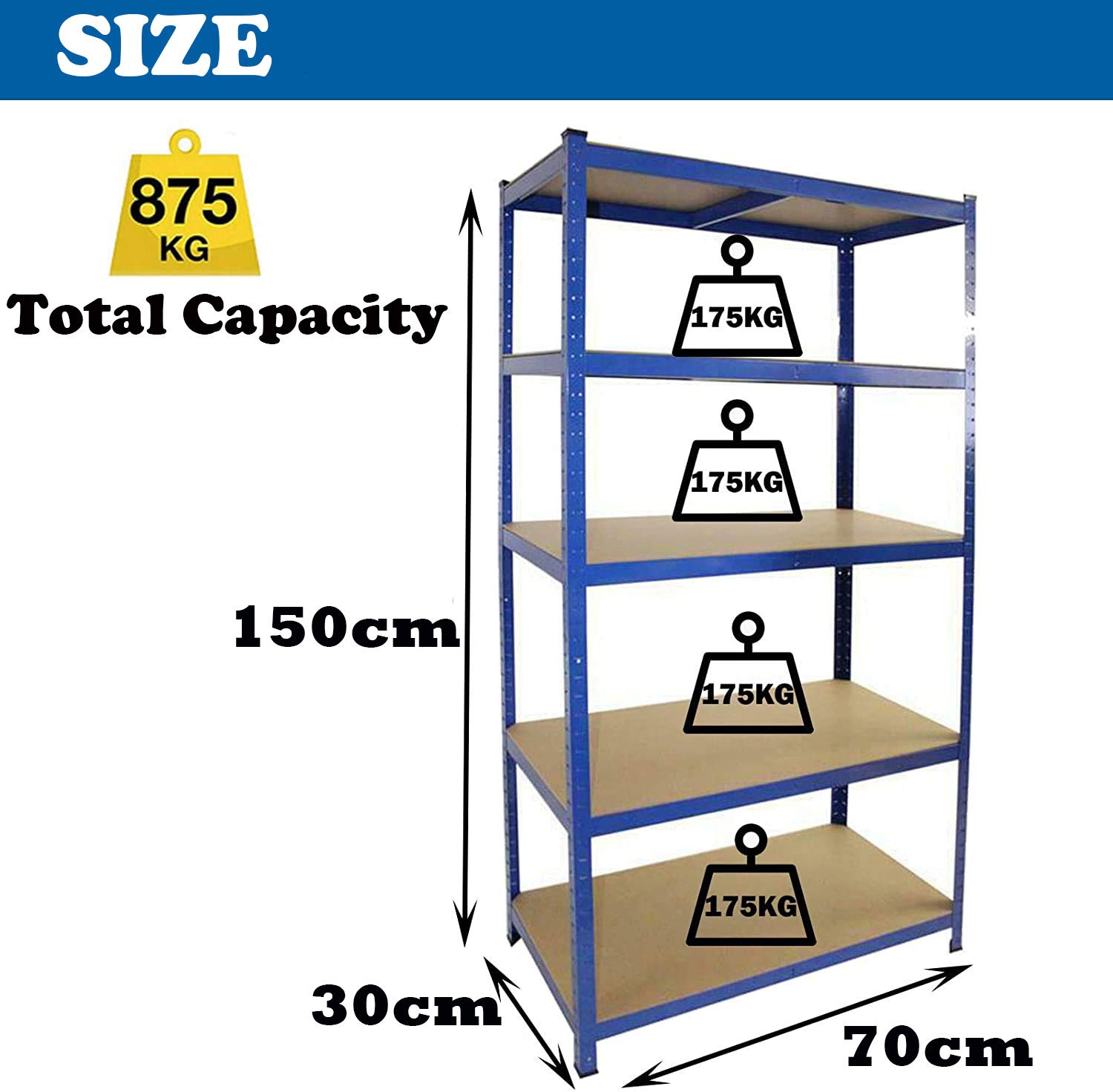 5-Tier Heavy Duty Adjustable Metal Storage Shelving Unit - 28