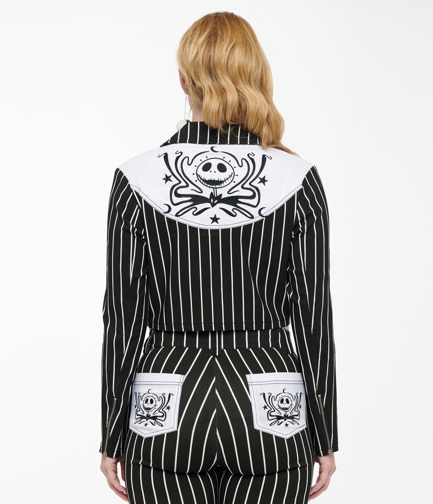 Unique Vintage The Nightmare Before Christmas Jack Skellington Western Jacket - Black & White Striped Coat | Tim Burton Inspired Halloween & Christmas Cosplay Costume