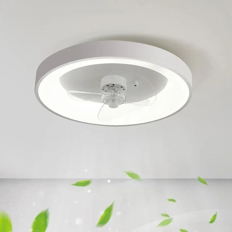 White Round Ceiling Fan with Light - Modern LED Lighting & Remote Control - Perfect for Bedroom, Living Room & Outdoor Patio