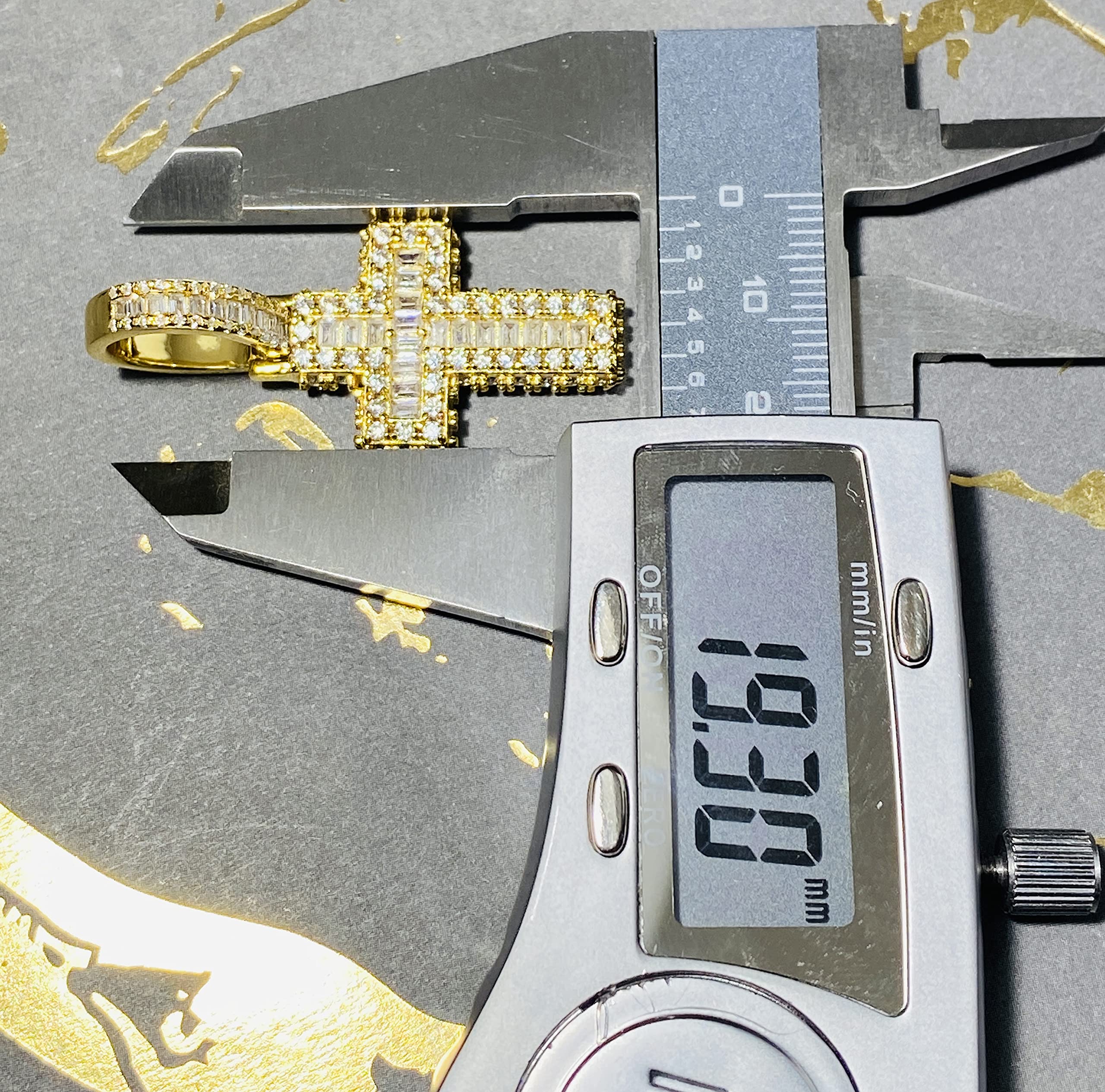 925 Sterling Silver Iced Jesus Cross Pendant for Men & Women - Italy Gold Finish, Stainless Steel Tennis Chain - Perfect for Religious Jewelry, Gifts & Everyday Wear