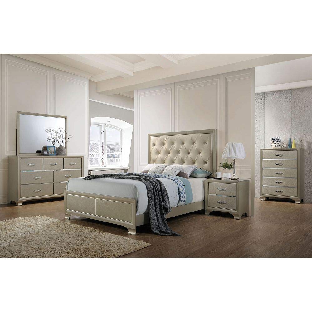 TITA-DONG Carine Dresser in Champagne 26245 - Elegant Bedroom Dresser with Mirror, Vintage Champagne Finish - Perfect for Master Bedroom, Guest Room & Apartment Decor