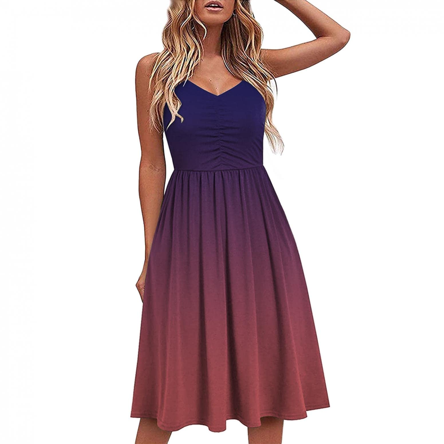 Shakumy Women's Floral Backless Spaghetti Strap Midi Sundress - Elegant Wedding Guest Dress & Casual Swing Dress for Summer Parties, Beach Vacations, and Date Nights
