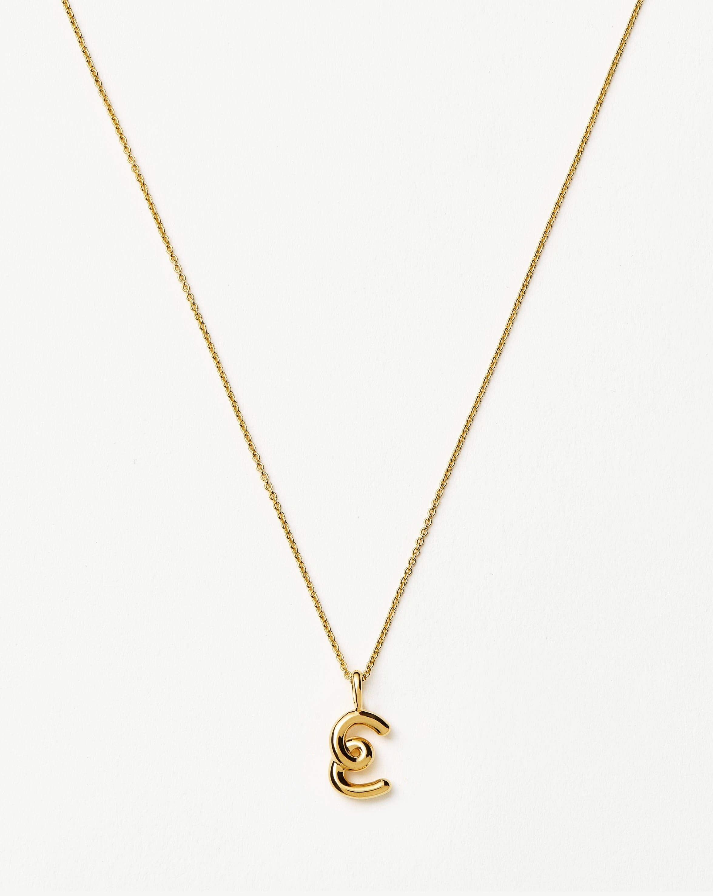 18k Gold Vermeil Curly Molten Mini Initial Necklace - Personalized Letter Pendant for Women, Gift for Her, Birthday, Anniversary, Valentine's Day