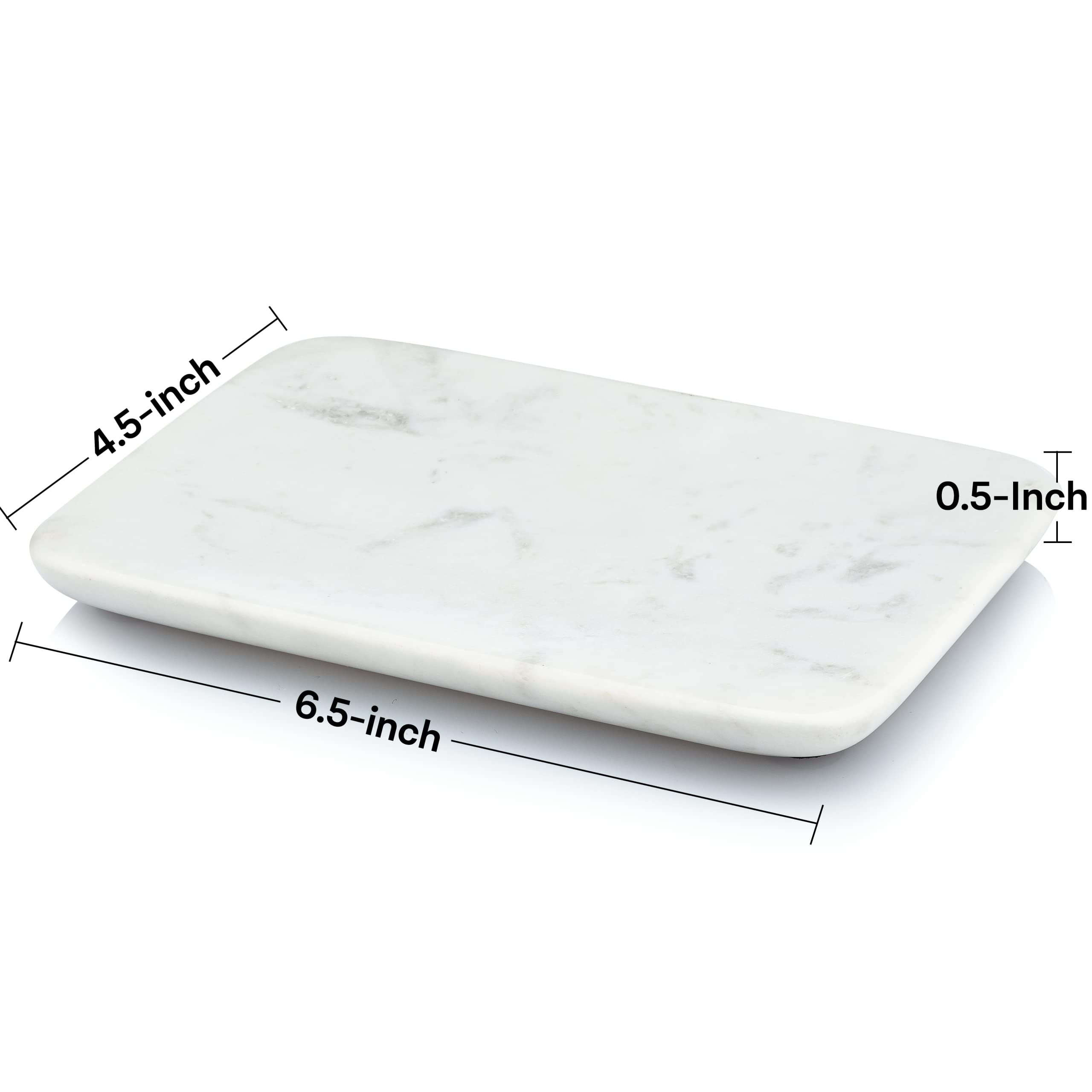 Beau Brummell Solid White Marble Jewelry Tray - Handcrafted 100% Real Marble Organizer for Rings, Watches & Keys | Perfect for Bathroom Vanity, Dresser, Nightstand or Office Desk | 6.5x4.5x0.5 Inch Elegant Home Decor