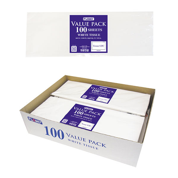 100 Sheets Premium White Tissue Paper Pack - Bulk PDQ Display Box for Gift Wrapping, Crafts & Party Decorations