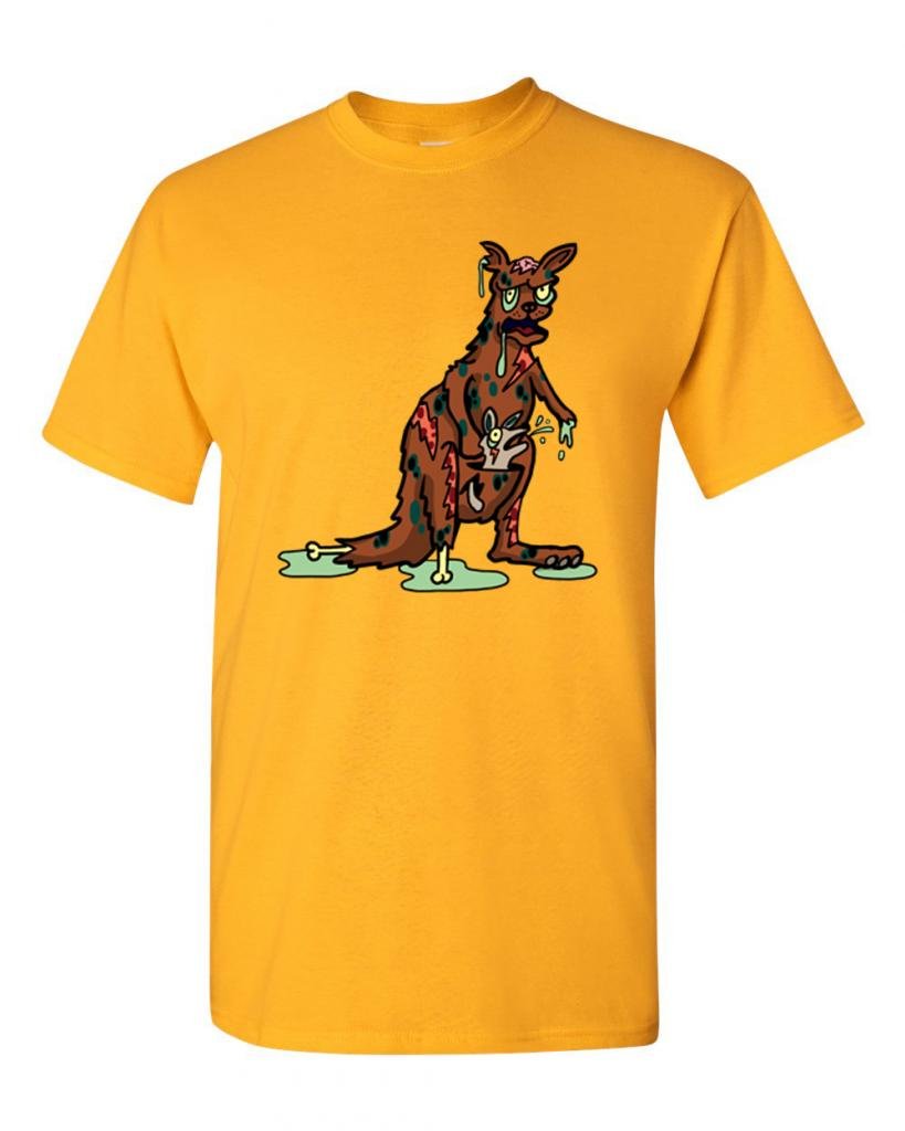 Zombie Kangaroo Undead Animals Graphic T-Shirt for Men & Women - Funny Horror Novelty Tee for Halloween, Cosplay & Gifts