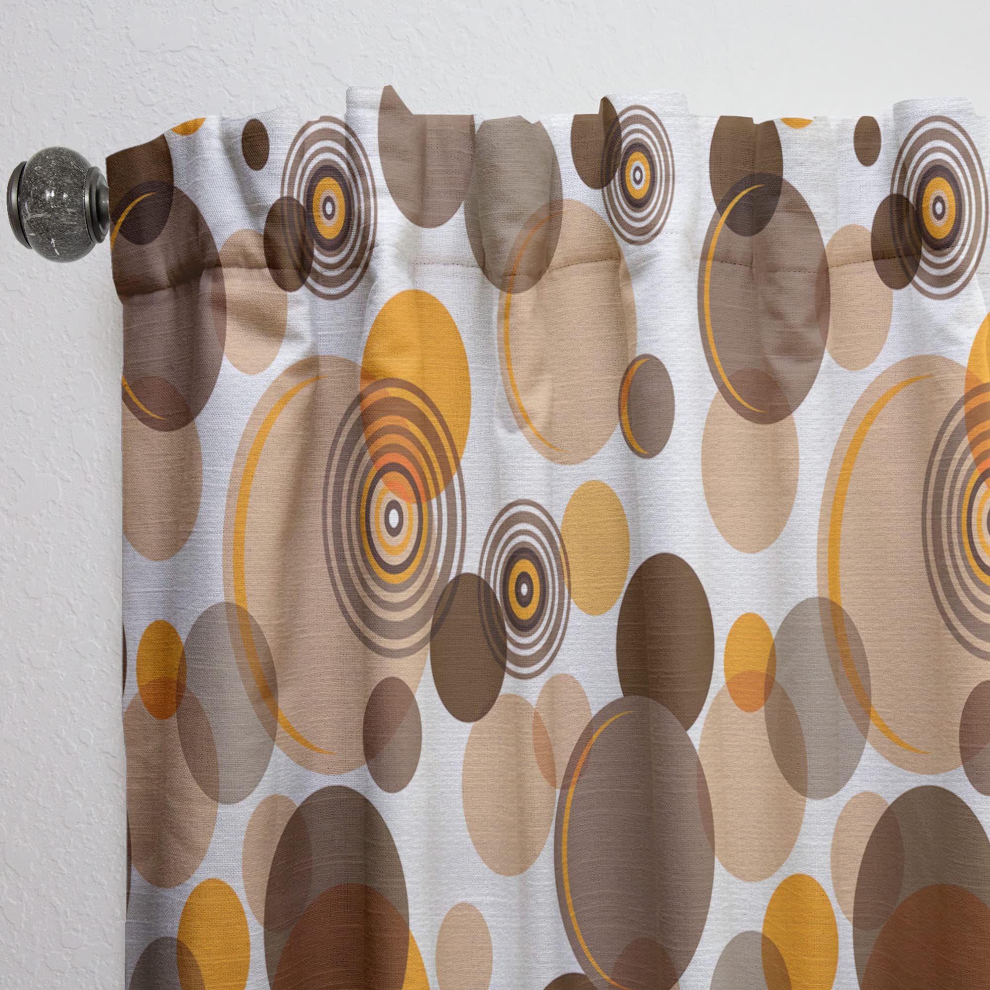 DesignQ Thermal Insulated Curtains - Orange & Brown Retro Circles Pattern - Single Panel 52x90 Inches - Blackout Drapes for Bedroom & Living Room - Perfect for Home Decor, Privacy & Energy Efficiency