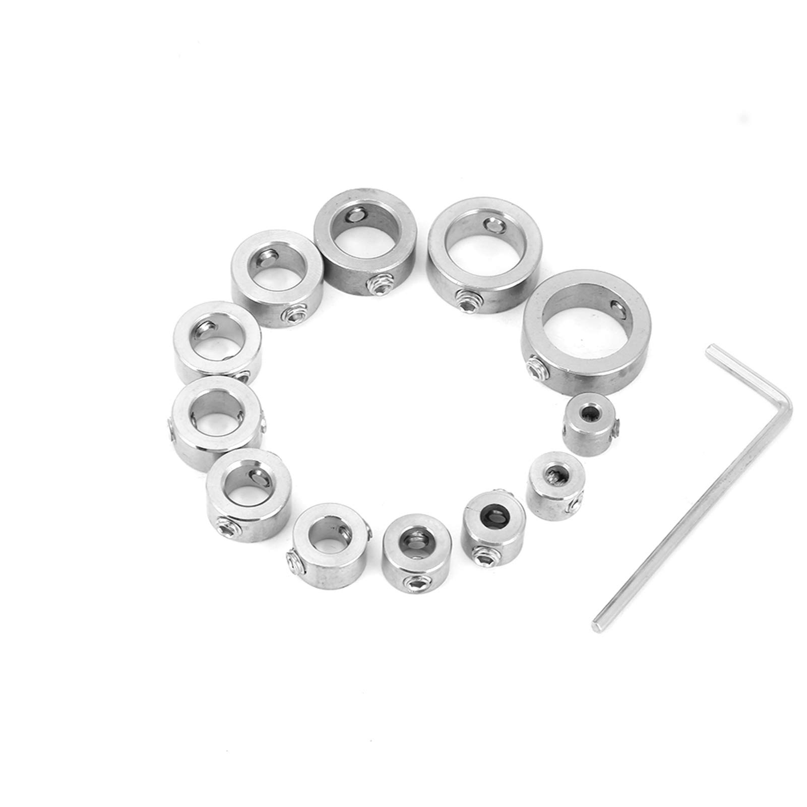 12pcs 3-16mm Stainless Steel Drill Bit Depth Stop Collar Set with Hex Wrench | Precision Drilling Limit Rings for Wood, Metal & Plastic | Perfect for DIY Projects & Professional Use