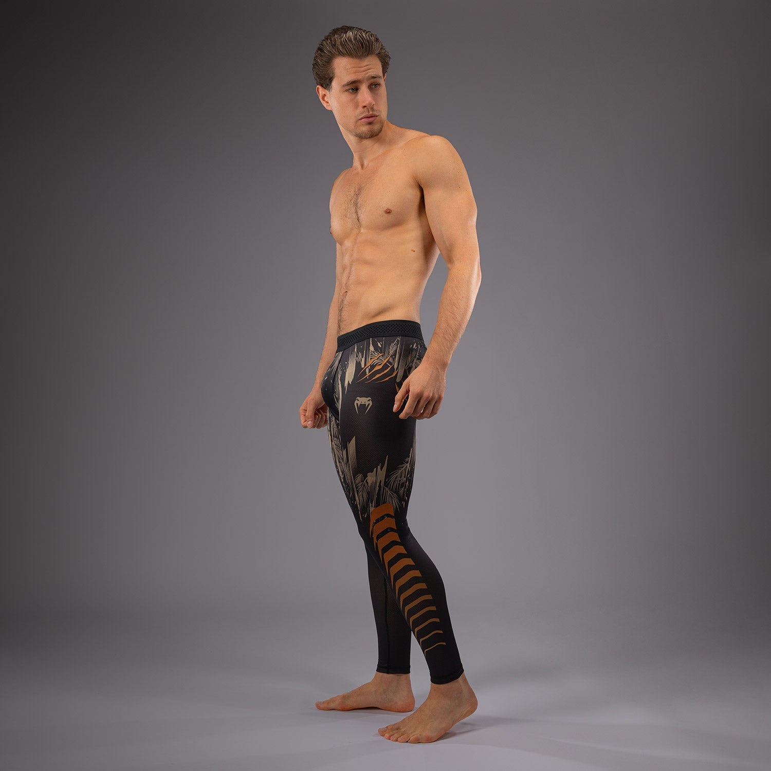 VENUM Tiger Men's Compression Spats - Black/Neon Orange - MMA, Boxing & Workout Gear for Training & Fitness