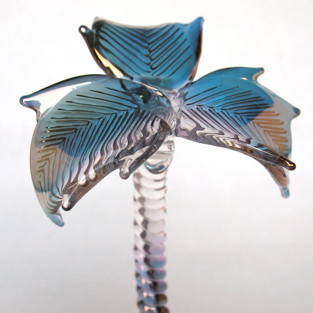 Hand Blown Glass Palm Tree Figurine - Elegant Home Decor for Beach House, Tropical Theme Party & Coastal Interior Design