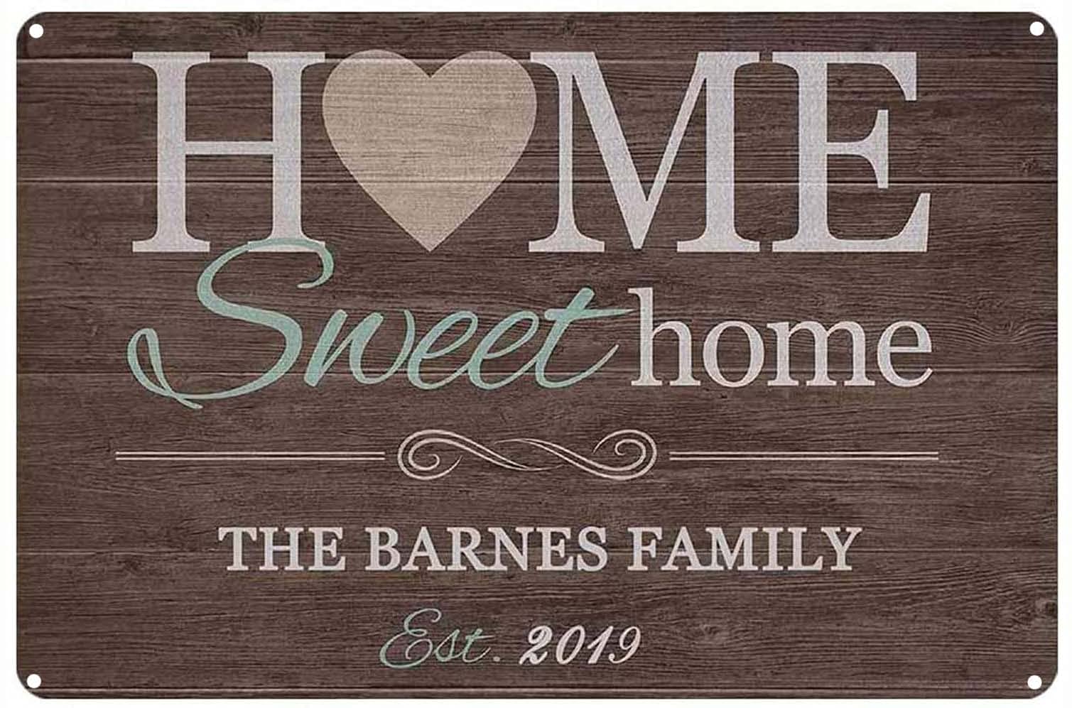Custom Family Name Sign - Personalized Home Sweet Home Plaque for Front Door Decor, Rustic Wood Farmhouse Wall Art | Perfect Housewarming Gift for New Homeowners & Cozy Living Room Decor