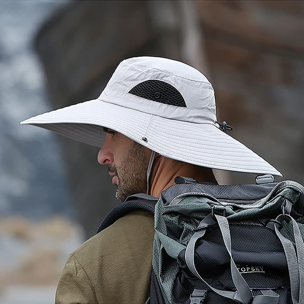 Wide Brim Sun Hat for Men & Women - UPF 50+ Fishing Bucket Hat, Safari & Cowboy Style Summer Outdoor Hat - Perfect for Beach, Gardening, Hiking and Travel
