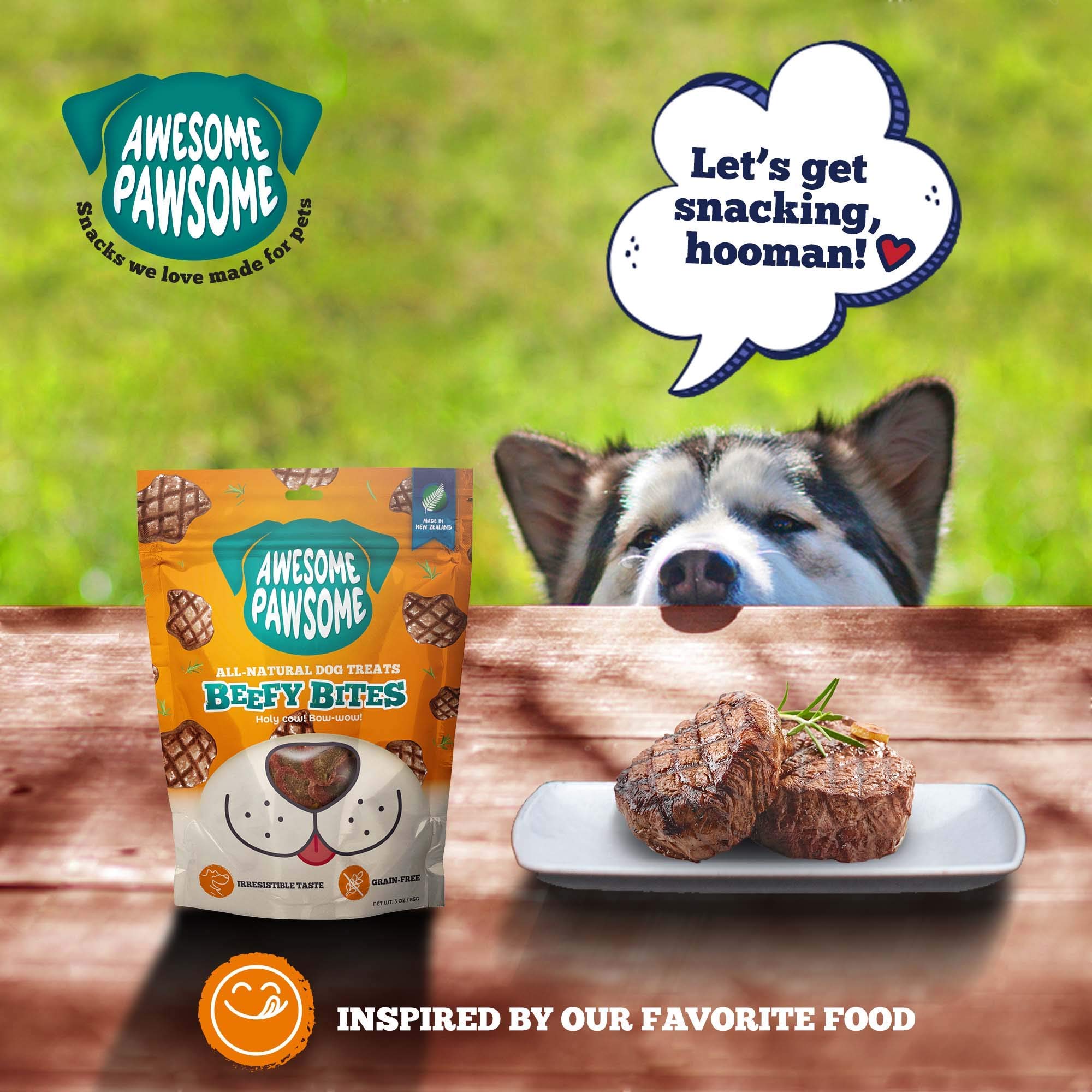 Premium All-Natural Grain-Free Beefy Bites Crunchy Dog Treats - Healthy Snacks for Puppies & Adult Dogs - Fun Bite-Sized Shapes - Made in New Zealand - 15oz - Perfect for Training Rewards & Daily Treats