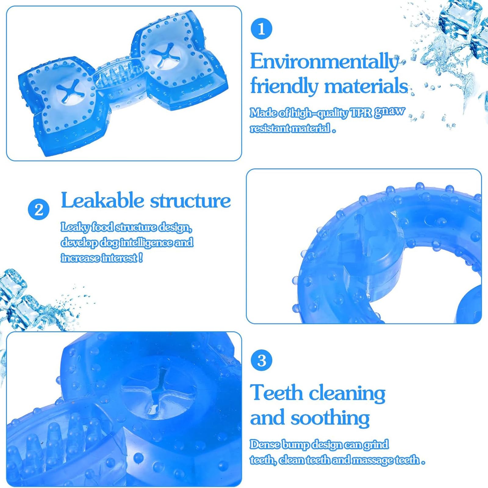 Hungdao 2-Pack Freezable Dog Chew Toys for Teething Puppies - Cooling Teether Ring & 4.72 Inch Chew Toy for Small & Medium Dogs - Soothe Dental Discomfort, Perfect for Hot Weather & Playtime Fetch Games