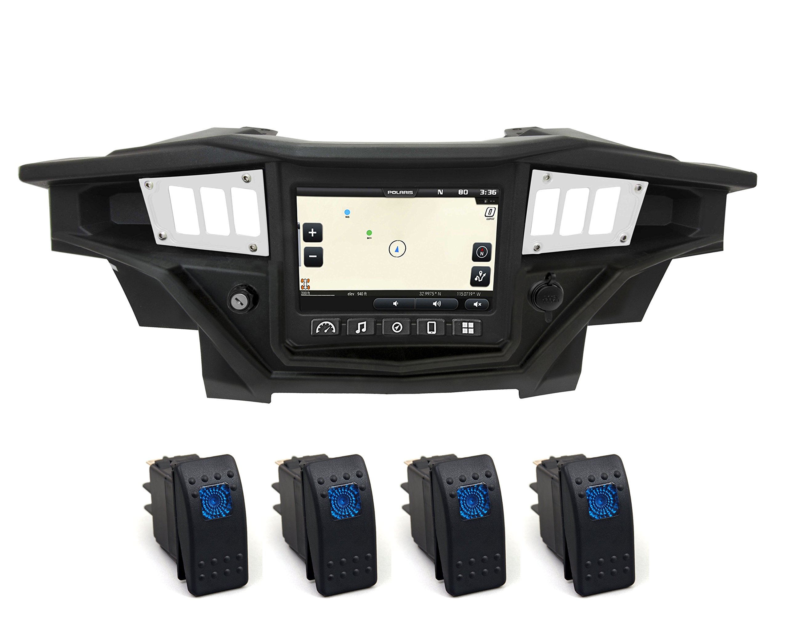 STV Motorsports 2017-2018 Polaris RZR XP 1000 RIDE COMMAND Custom Switch Dash Panel Plates with 4 Free Rocker Switches - 100% Made in USA (White) - Perfect for Off-Roading, UTV Adventures & Custom Vehicle Upgrades