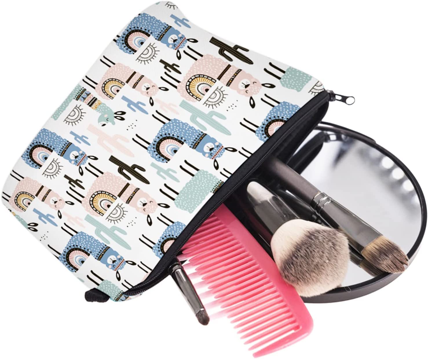 2 Pack Women's Travel Makeup Bag with Alpaca Print - Small Cosmetic Pouch for Toiletries, Party Essentials & On-the-Go Organization (Multicolor) - Perfect for Vacation, Gym, Work & Daily Use
