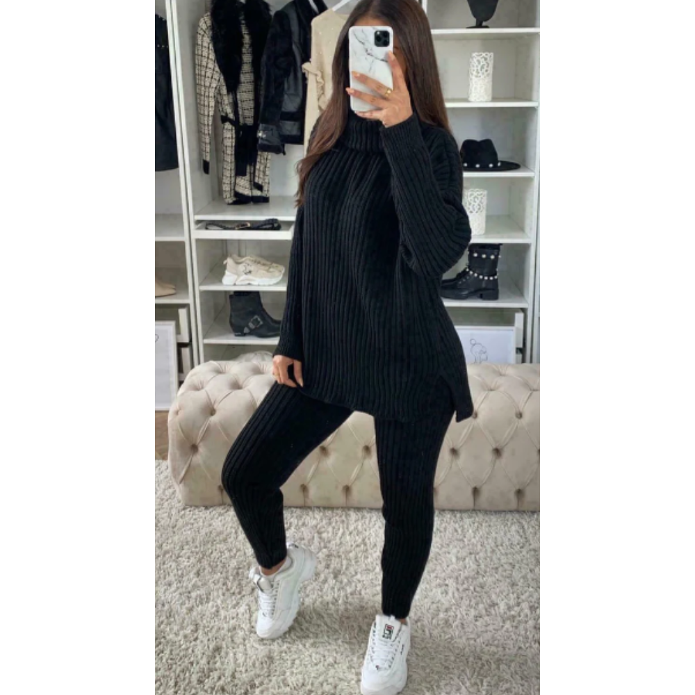Cozy Chunky Knit 2-Piece Lounge Set for Women - Soft Sweater & Pants Outfit - Perfect for Relaxing at Home, Lounging & Casual Wear