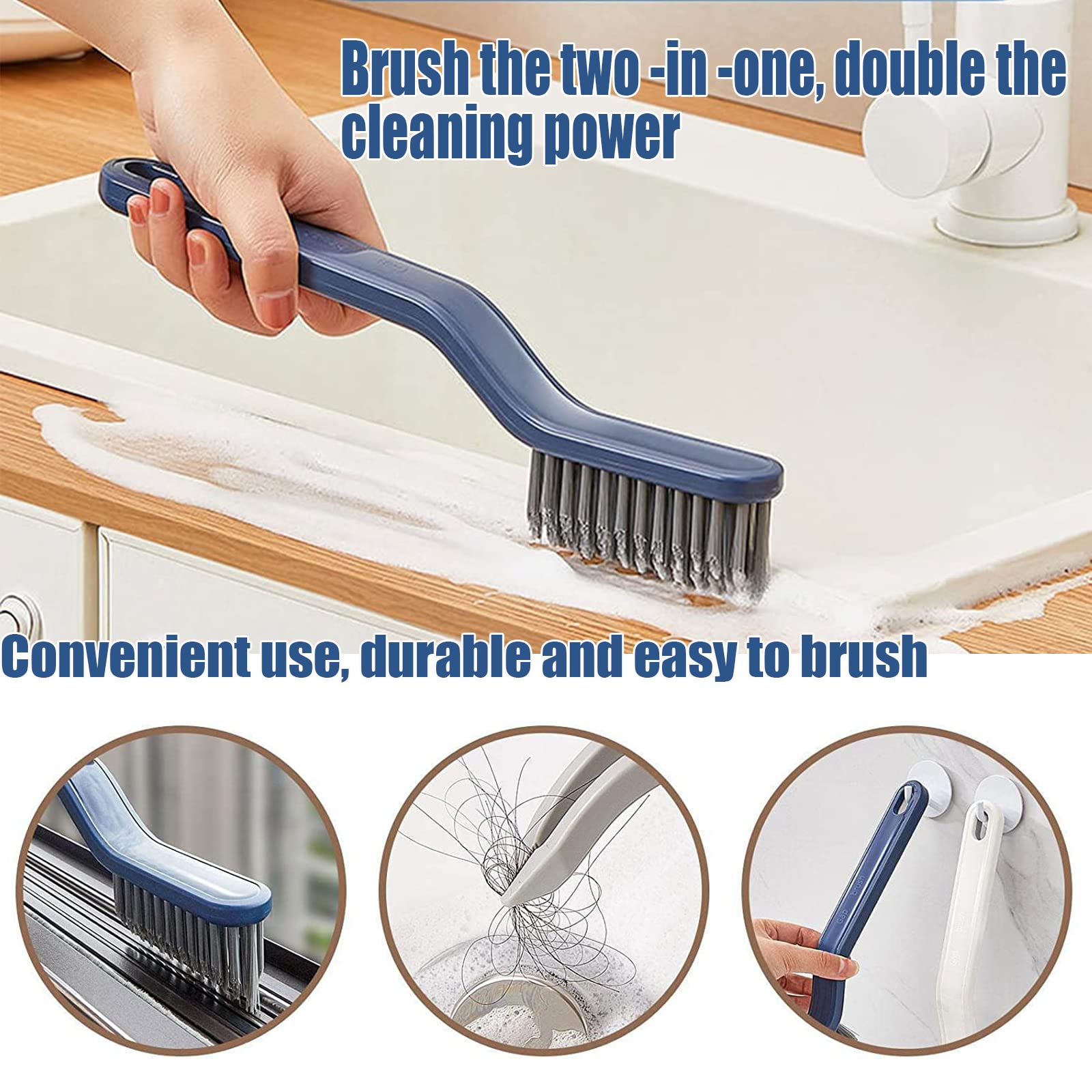 Dfuqanb 2-Pack Bathroom Cleaning Brush with Clip - Multifunctional Floor & Grout Scrub Brush - Tile & Kitchen Cleaning Tool for Bathroom, Shower, Sink & Hard-to-Reach Areas