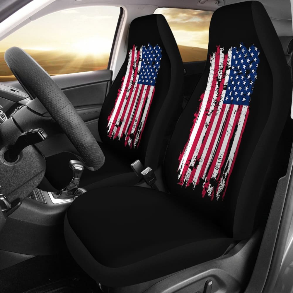 Premium Black Car Seat Covers with American Flag Design - Durable & Stylish for Trucks, SUVs, and Sedans - Perfect for Patriotic Drivers, Road Trips, and 4th of July Celebrations