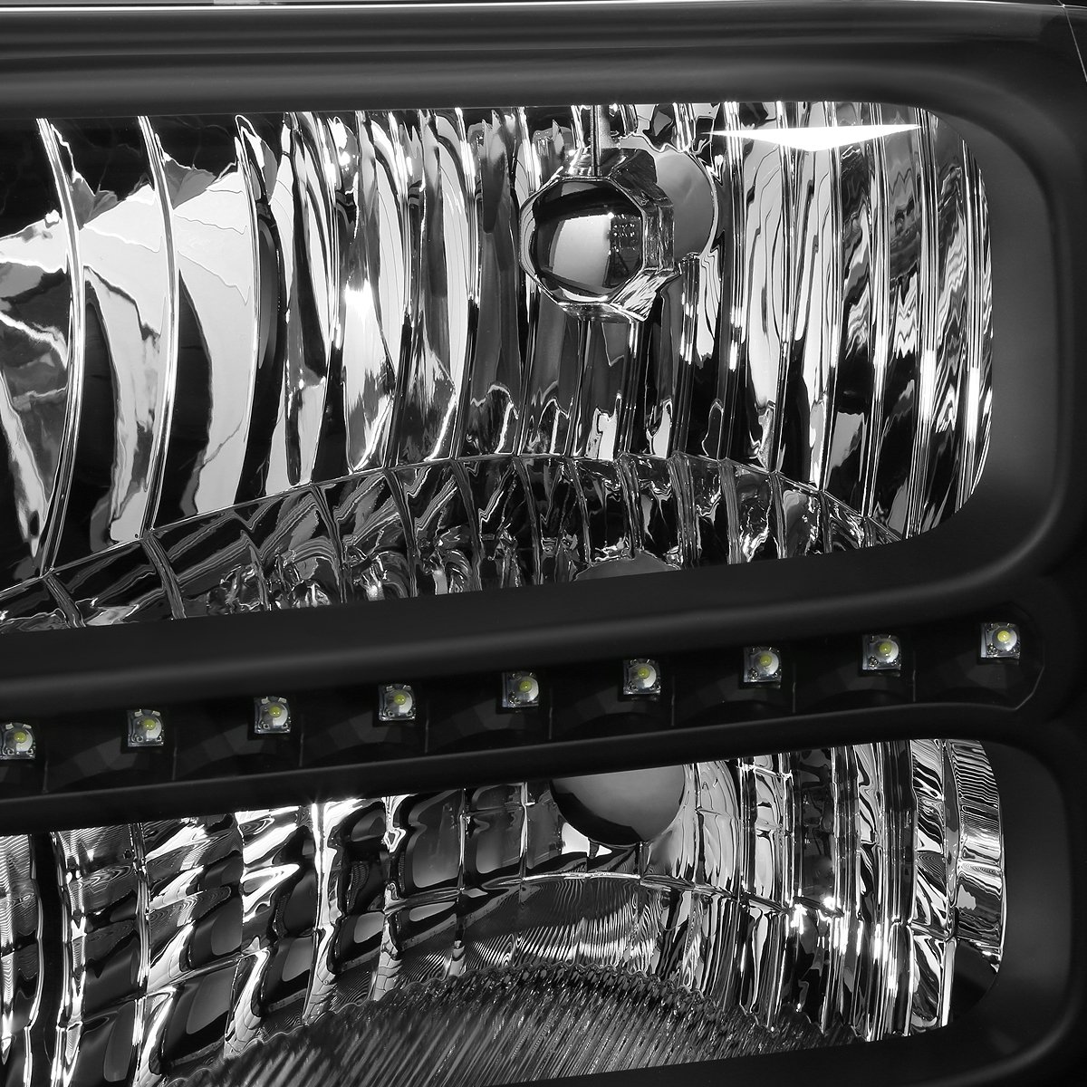 3D LED DRL Headlights & Grille Set for Ford F250-F550 05-07 - Black for Off-Road & Custom Builds