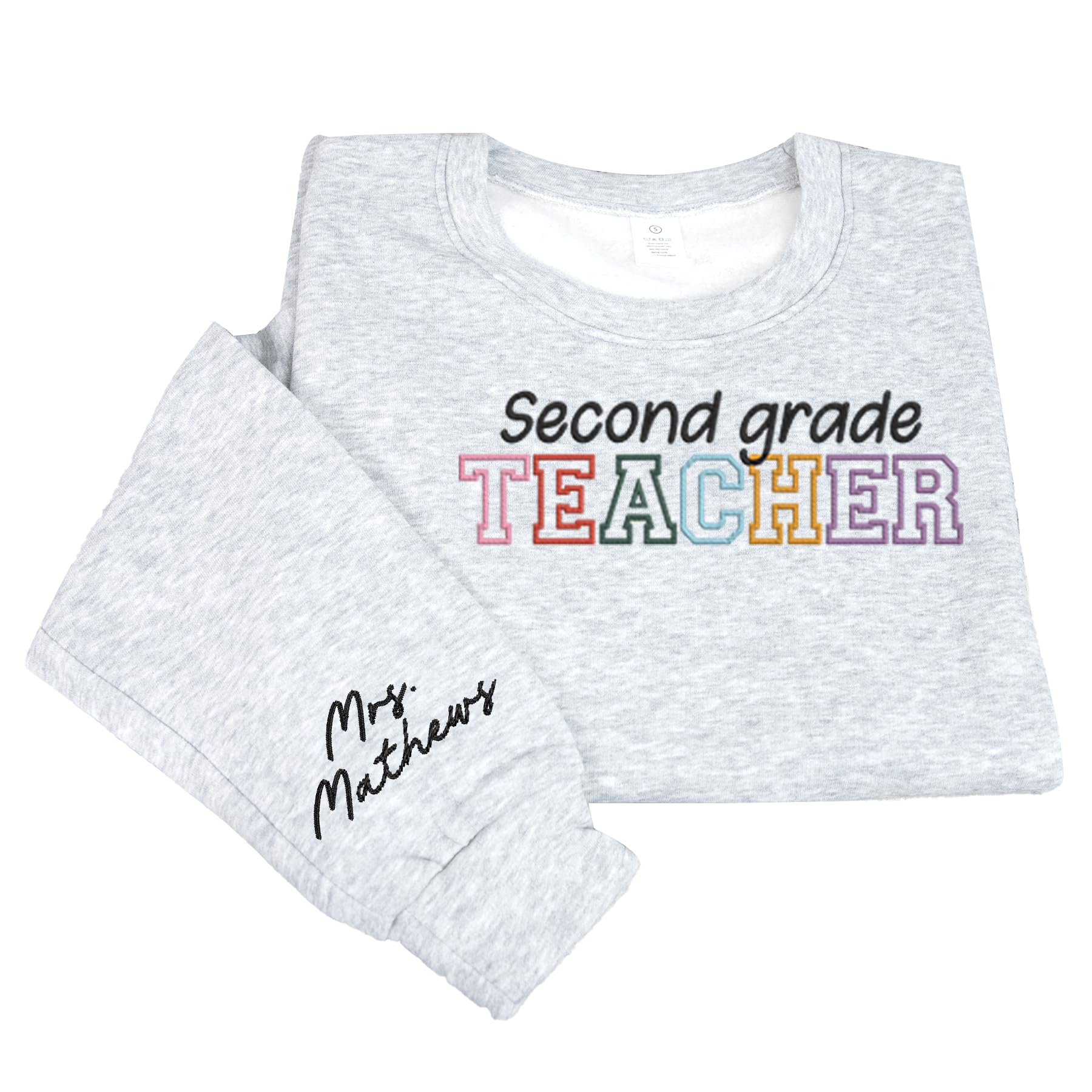 NAZENTI Custom Embroidered Teacher Sweatshirt - Personalized Name Hoodie for Women Educators | Thoughtful Teacher Appreciation Gift for Classroom, School Events & Everyday Wear