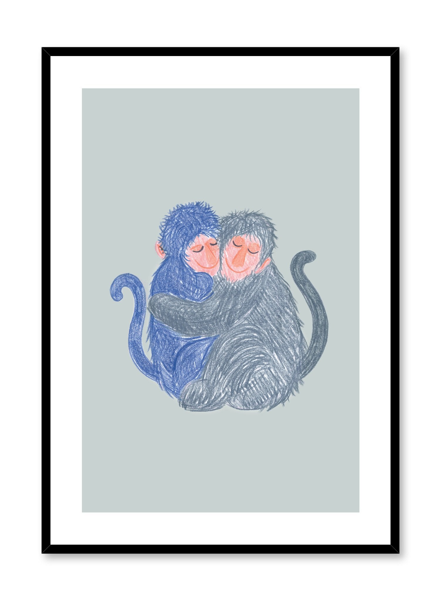 Monkey Hug Poster - Cute Animal Wall Art for Kids Room, Nursery, or Playroom Decor - Perfect for Birthday Gifts and Home Decoration