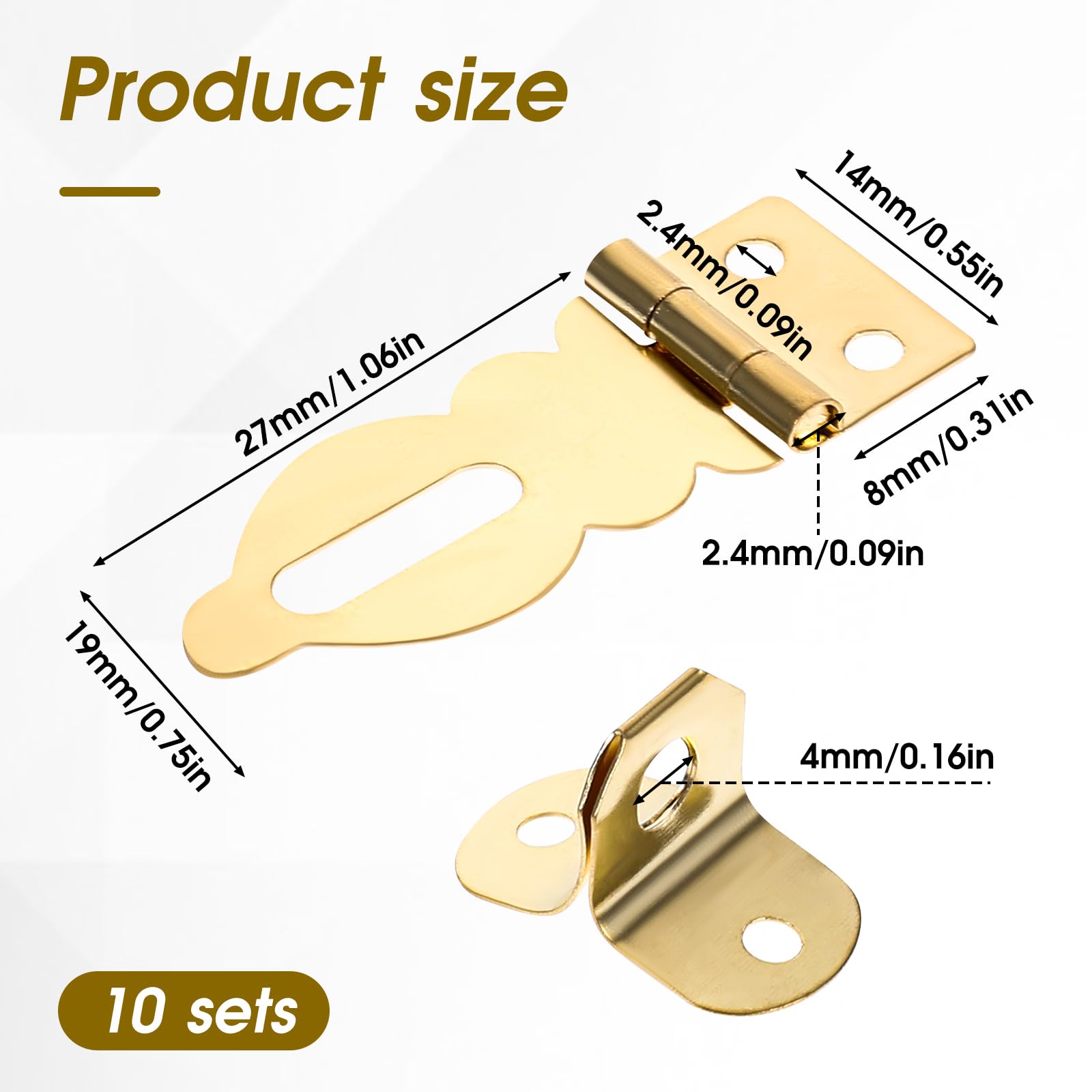 10 Pcs Mini Padlock Hasp Set - Decorative Gold Metal Latch with Screws for Wooden Box, Jewelry Box, Suitcase & Furniture - Secure Buckle Lock for Home, Office & Travel Organization