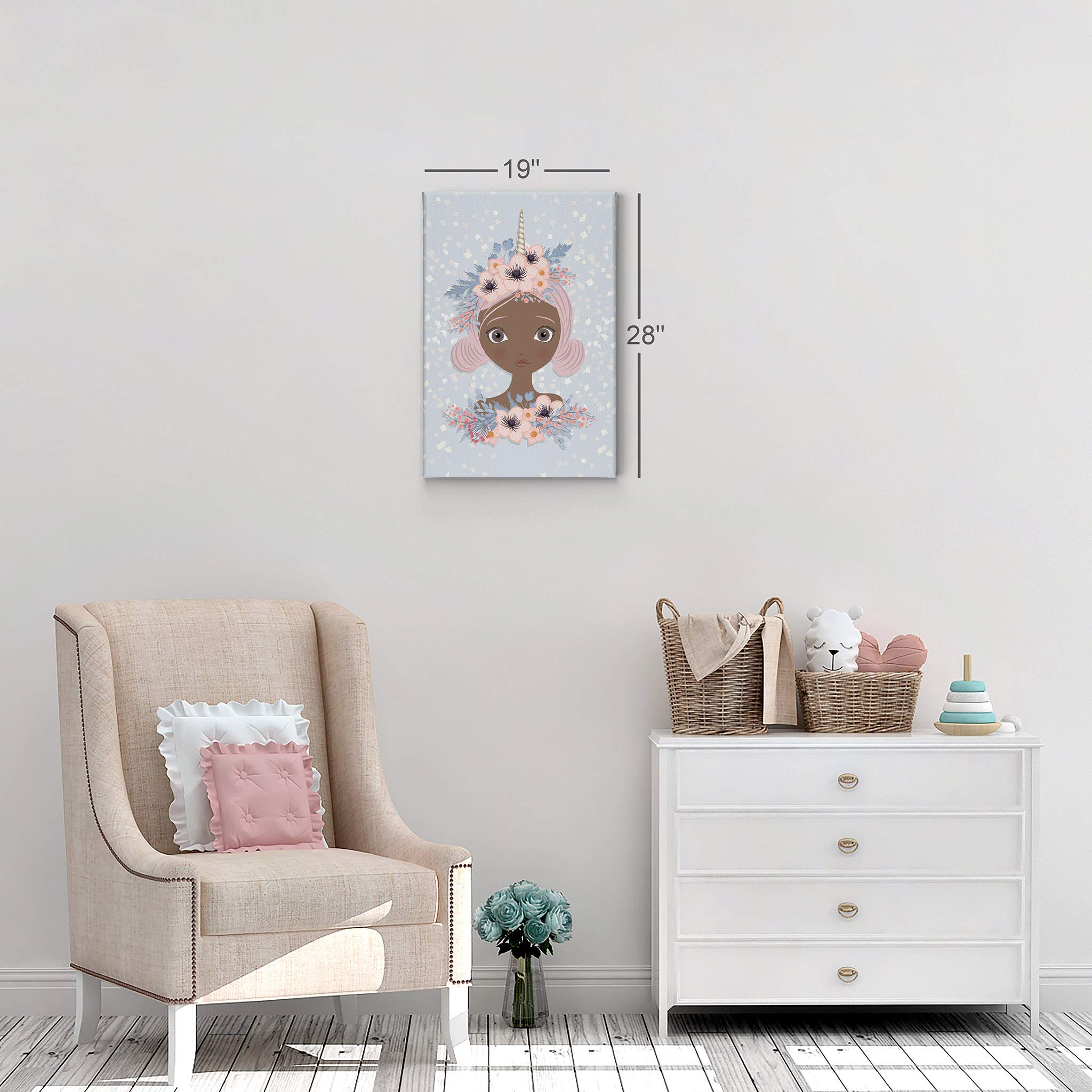 African American Unicorn Girl Canvas Wall Art - 40x30 Inch Ready to Hang Nursery Decor, Kids Room Decor, Unique Unicorn Gift - Perfect for Baby Rooms, Playrooms & Birthday Presents | Made in USA