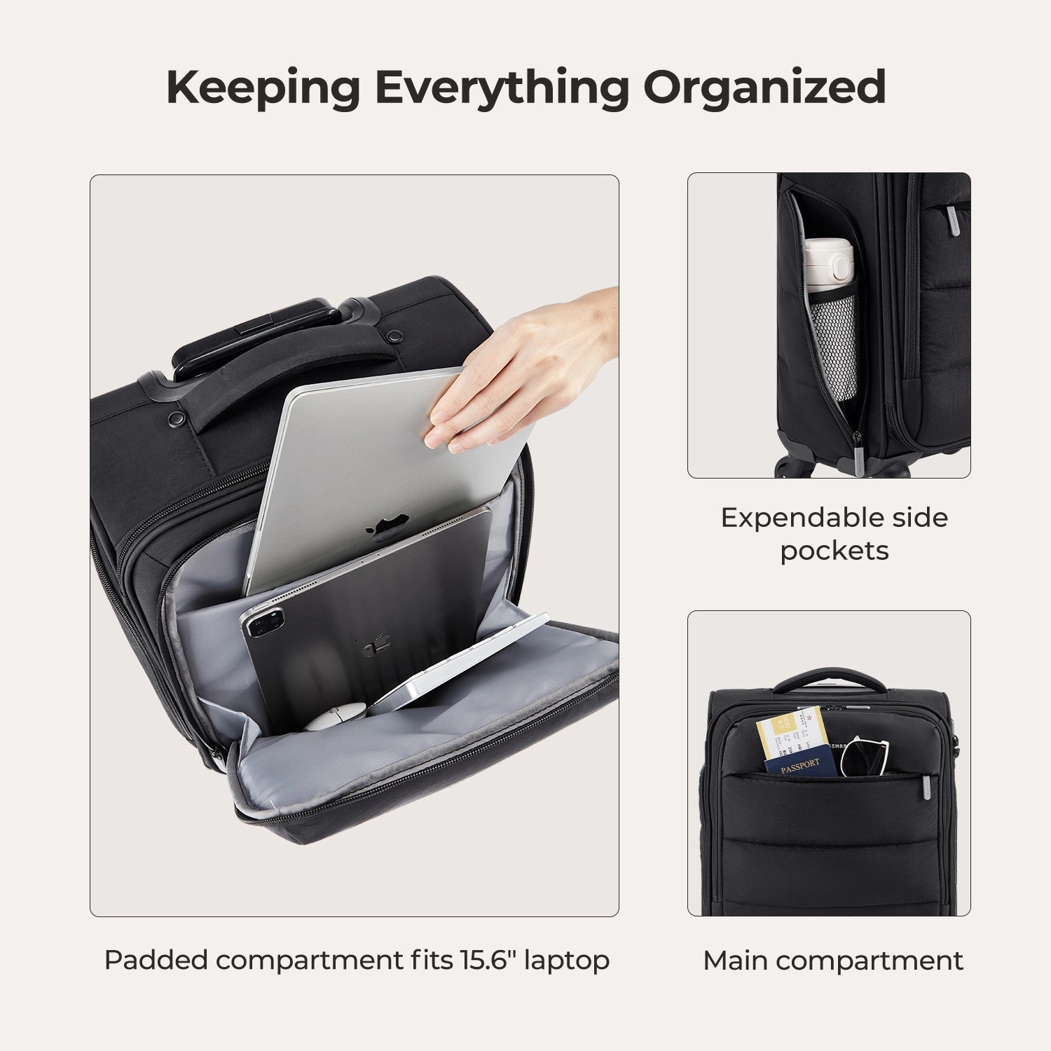 Bagsmart 16-Inch Personal Item Carry-On Luggage - Perfect for Air Travel, Weekend Getaways & Business Trips
