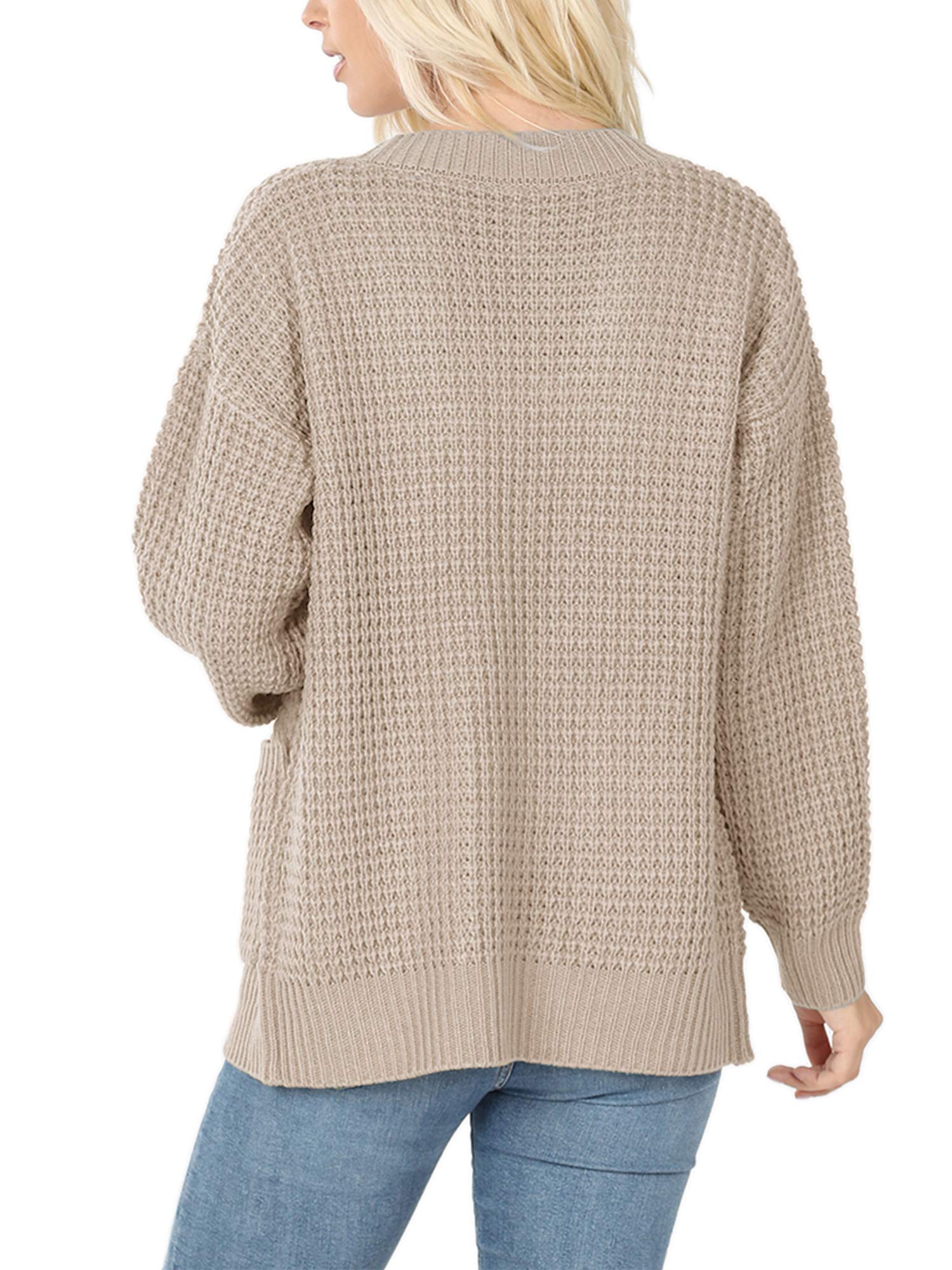 KOGMO Women's Waffle Knit Button Front Cardigan with Pockets - Cozy Fall Winter Sweater for Casual Outfits & Office Wear