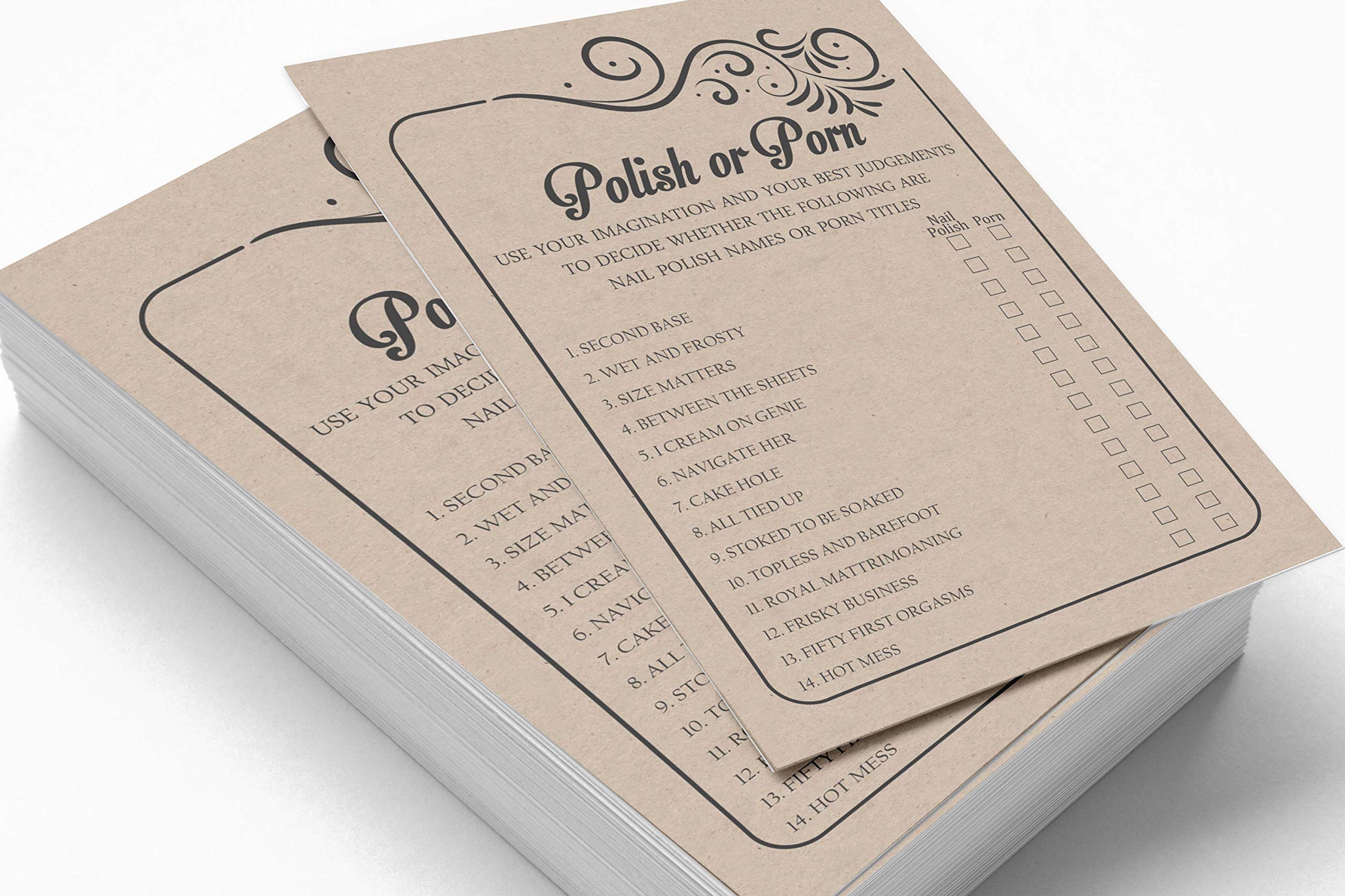 50-Pack Fill-in-the-Blank Party Game Cards - Fun Bachelorette & Bridal Shower Activities - Kraft Paper Style for Wedding, Birthday & Girls Night Out Games