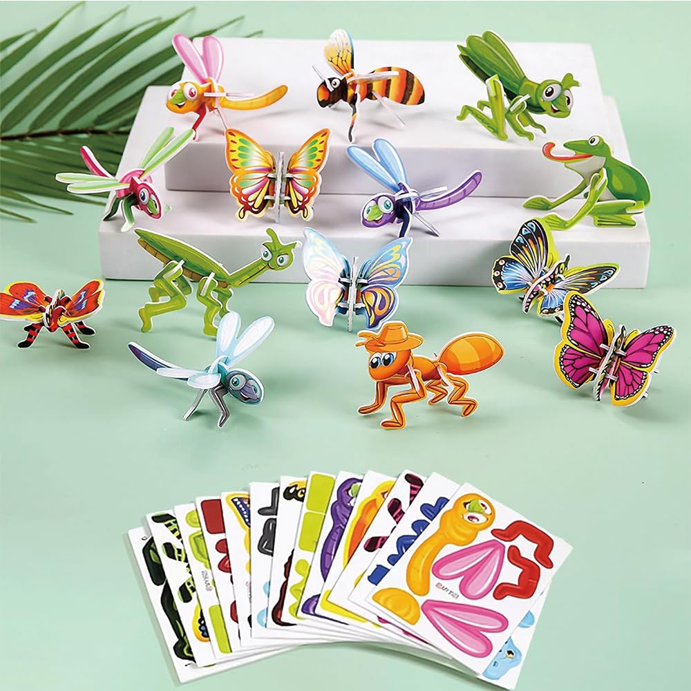 3D Puzzle Toys for Kids Ages 3+ | 48 Piece Cartoon Jigsaw Puzzle Set | Educational STEM Learning Toy for Boys & Girls | DIY Craft Activity for Birthday Party, Classroom & Family Game Night