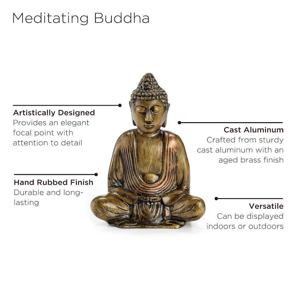 8 Inch Meditating Buddha Statue - Handcrafted Garden Decor for Outdoor & Indoor Zen Spaces - Perfect for Yoga, Meditation & Home Decor