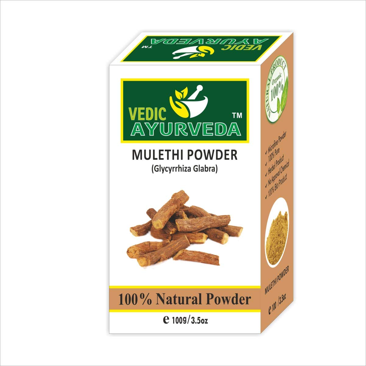 Organic Mulethi Powder (Licorice Root) 100% Pure Glycyrrhiza Glabra - Natural Ayurvedic Remedy for Hair Growth & Skin Care - 100g Pack | Perfect for DIY Face Masks, Herbal Teas & Holistic Wellness