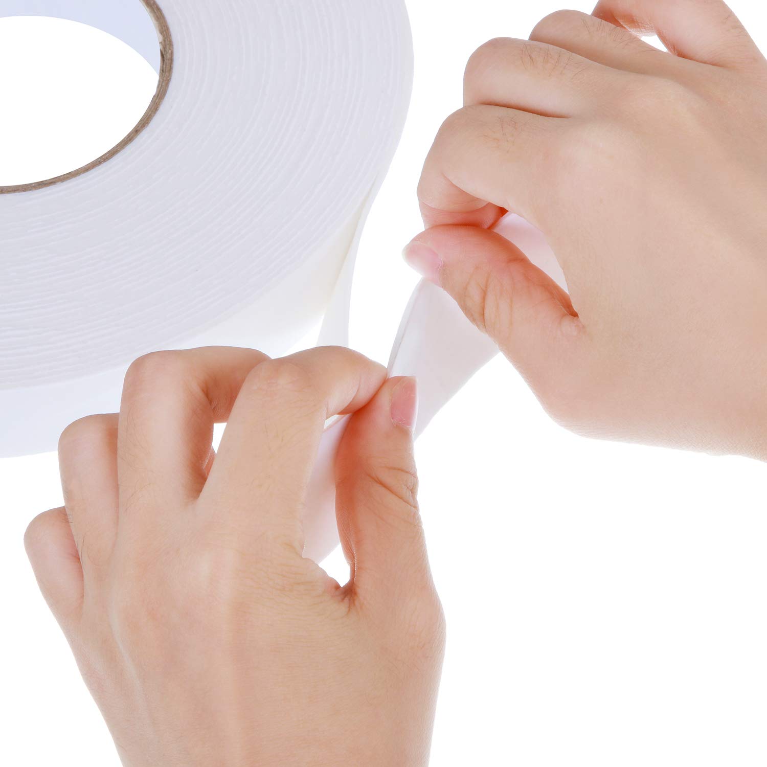 Tatuo 2 Rolls Double Sided Foam Tape - 1 Inch x 50 Feet PE Foam Sponge Mounting Adhesive (White) - Strong Bonding for Home Decor, DIY Projects, and Wall Hanging