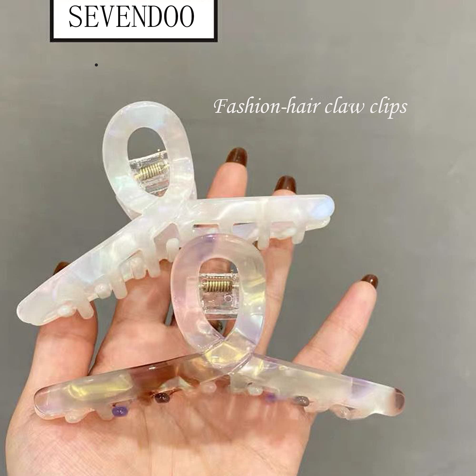 Stylish Waterproof Hair Claw Clips for Women - Medium Banana Jaw & Butterfly Hair Clips Set of 2 (Pink & White) - Perfect for Beach, Gym, Work & Everyday Hairstyling